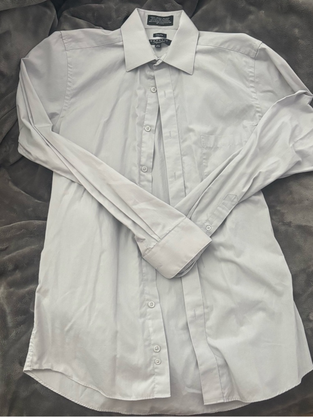 Marquis Signature Slim Fit Gray Long Sleeve Button Up Shirt